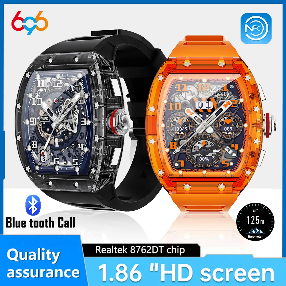 

Смарт-часы с Bluetooth, пульсометром и оксиметром, 1,86 дюйма