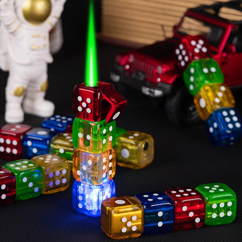

Transparent color lights Cigar Lighter Personality Long Stripe Jet Lighter Strong Fire Power Ignition Inflatable Fuel Lighter