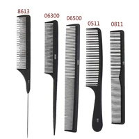 black carbon fiber five piece comb tip tail comb double head long tooth comb hairdressing comb beauty makeup tool