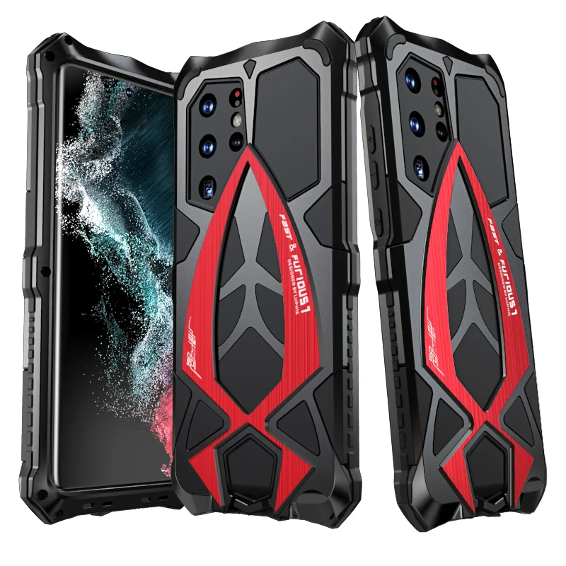 

For Samsung Galaxy S22 Ultra 5G Case Metal Armor,Rosdster Phone Case 360 All Round Coverage Protection Cool Travelling Cover