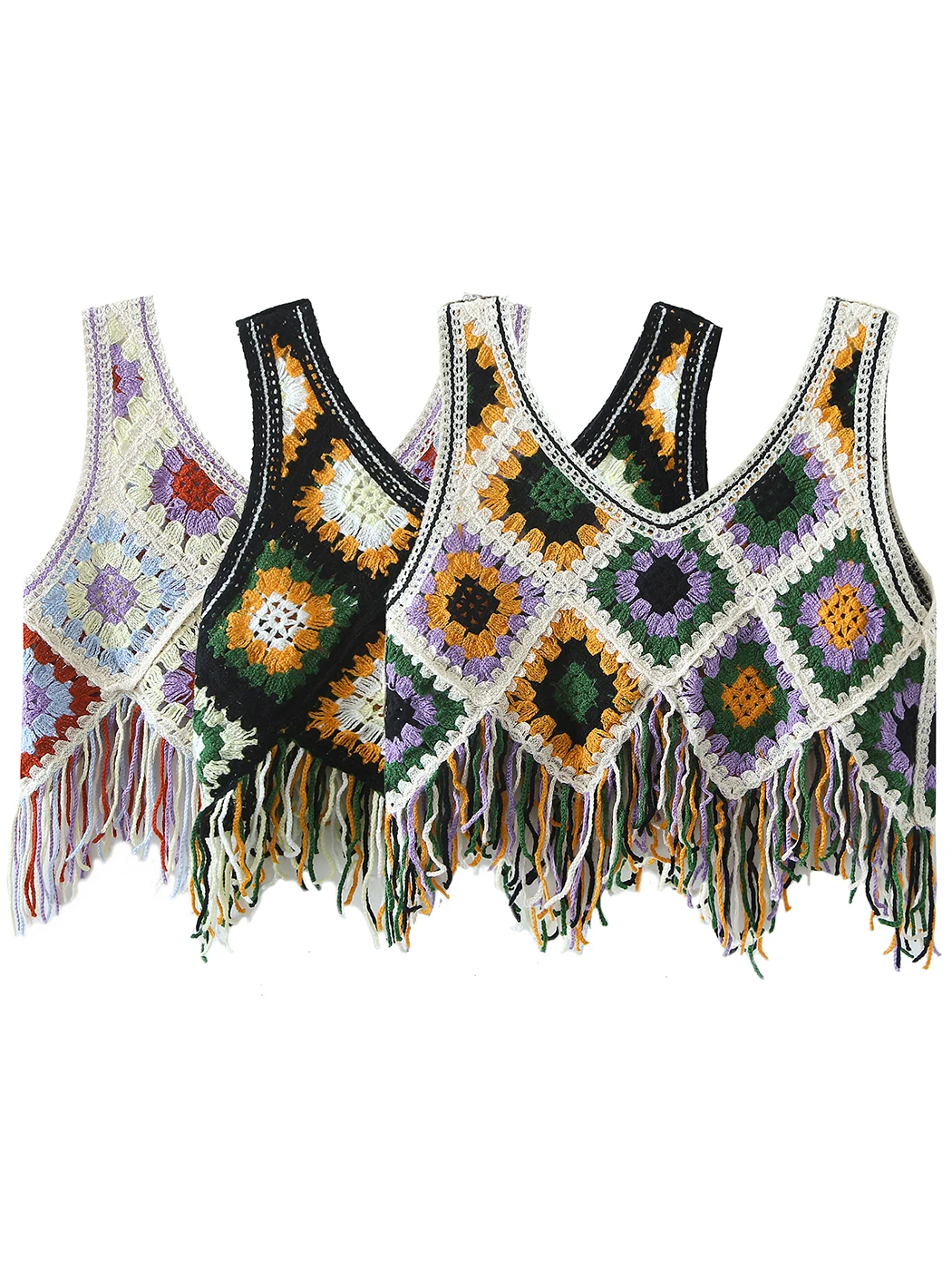 

Jastie 2022 ретро-богемный стиль, летние женские топы, Camis, праздничный пляжный вязаный жилет с кисточками, укороченный топ, хиппи камзол