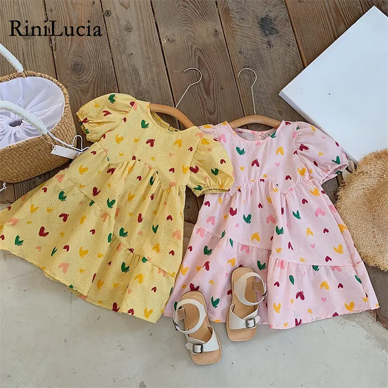 

Girls Baby Dress Spring Summer Toddler Printing Pleated Short Sleeve Sweet Kids Dresses Children's Costumes Clothing