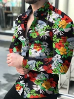 2022 new autumn mens long sleeve floral shirts slim fit flower printed shirts loose hawaiian shirt men s 6xl men clothing