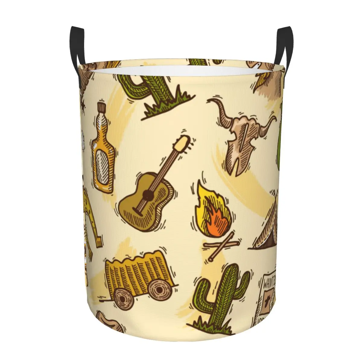 

Складная корзина для белья Wild West Cowboy с гитарой, КАКТУСОМ, грязной одеждой, женский гардероб, органайзер для одежды, корзина