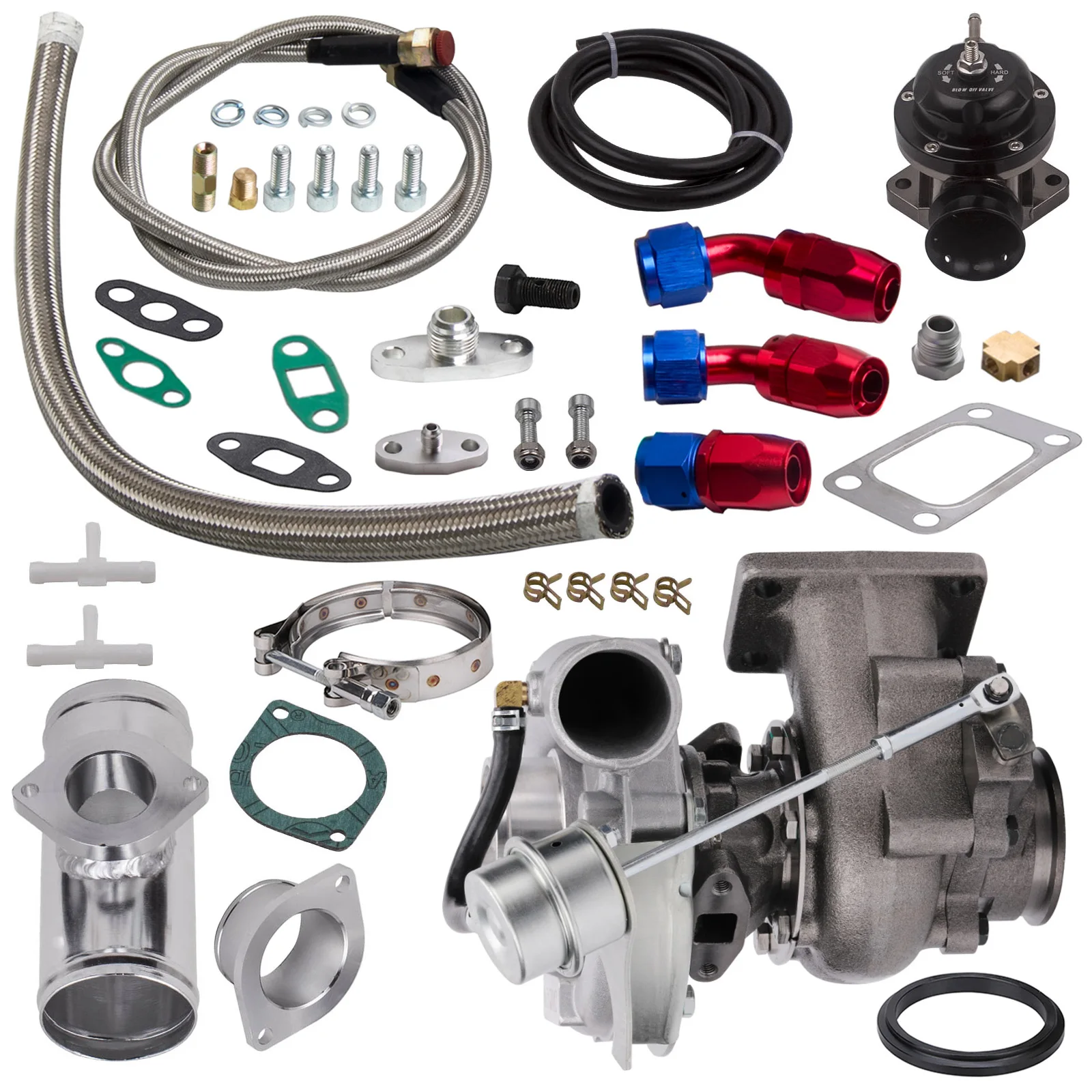 Billet T3 T04E Turbo V-Band 420+HP с перепускной клапаню + возврат масла линия подачи BOV