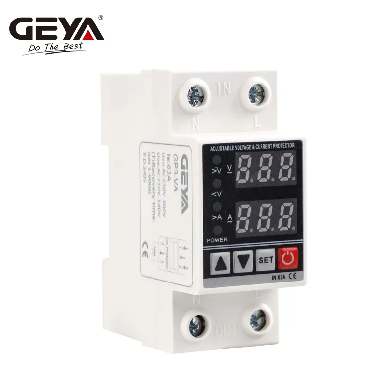 GEYA GP3-VA Din-рейка Защита от перегрузки по току Защитное устройство перенапряжения и
