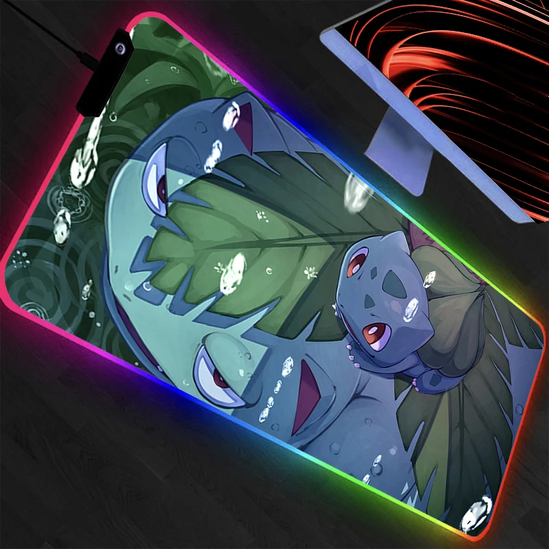 Фото Коврик для мыши Pokemon Pikachu LED, большой геймерский коврик XXL для клавиатуры, RGB-подсветка, коврик для мыши, коврик для стола, подсветка, игровой коврик для ноутбука №2