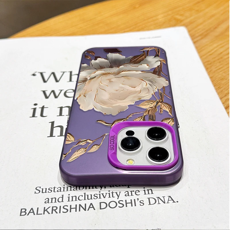 Матовый чехол с золотым цветком лотоса для Samsung Galaxy A55 A35 A25 A15 A05 A05S 5G A13 A23 A12 A22 A32 A52 A52S A51 A71 4G (art.: 3920cb89377bf) - 3920cb89377bf