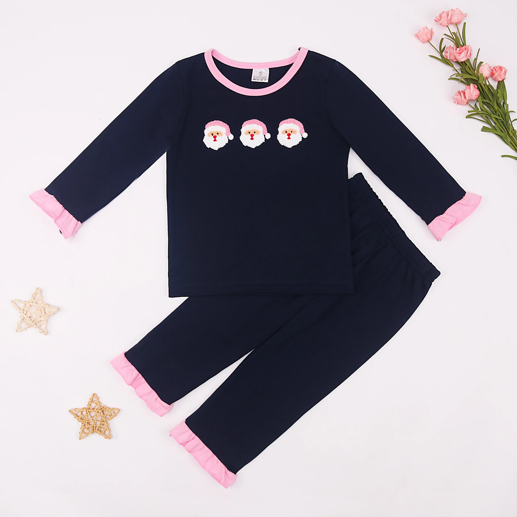 Детская Хлопковая футболка с длинным рукавом комплект пижам круглым вырезом