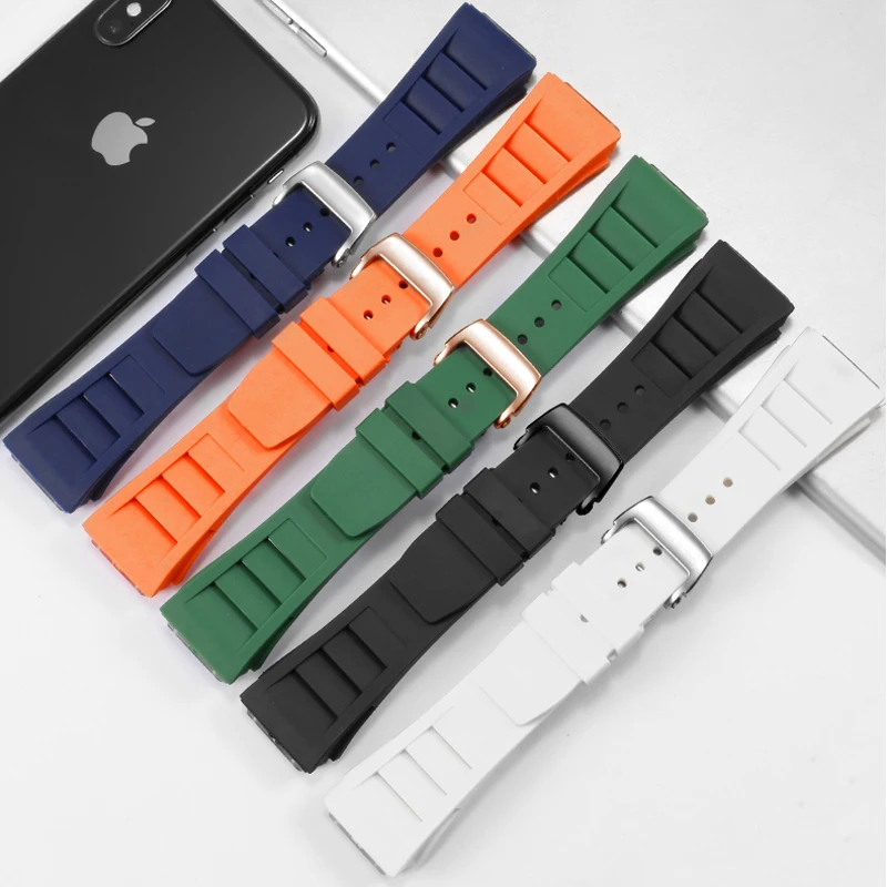 

New 25mm Silicone Rubber Watchband For Richard Mille Strap For Rm011 Mille Mens Bracelet Watch Band Adjustable Wristbands