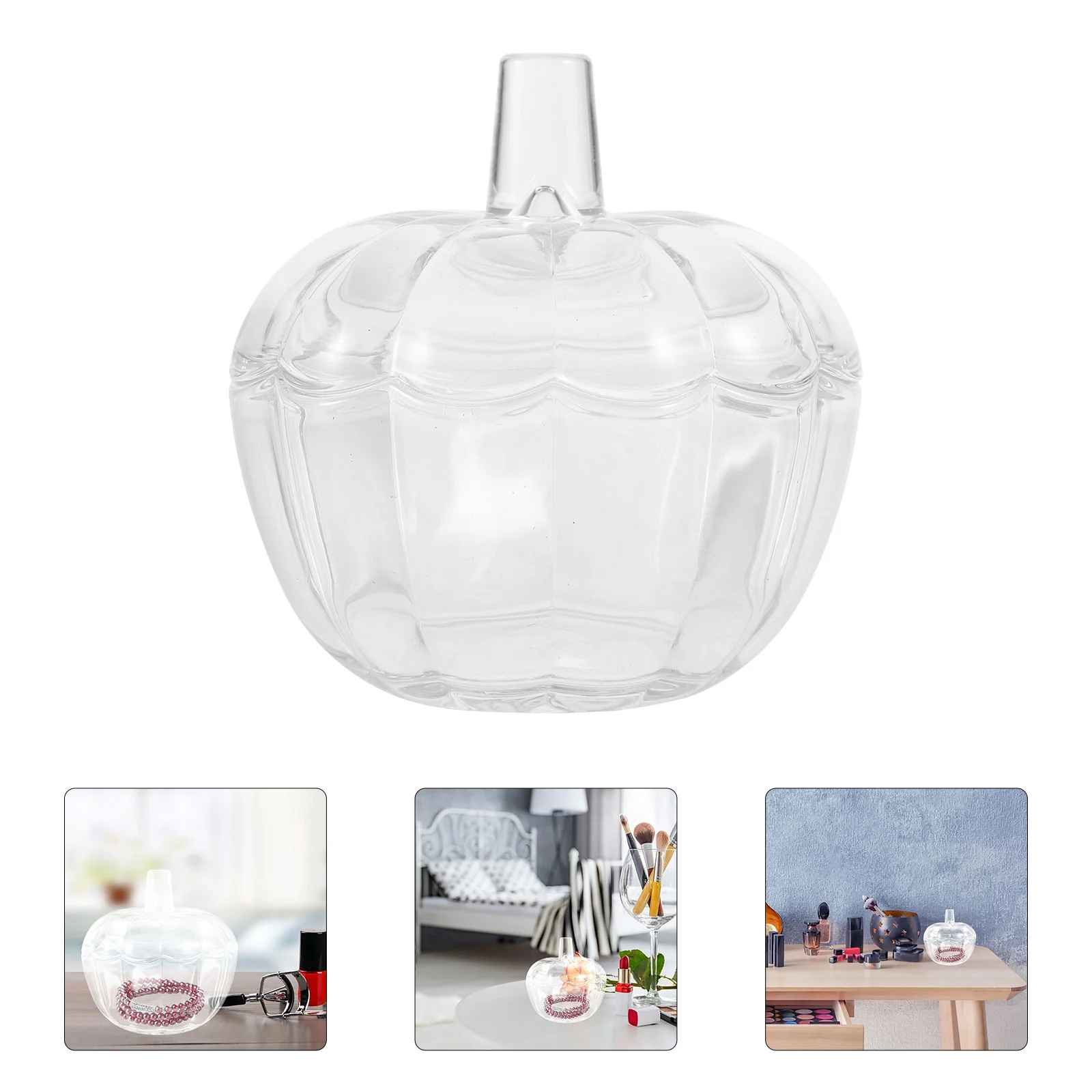 

Pumpkin Glass Candy Jar Holder With Lid Storage Container Kitchen Canisters Pumpkins