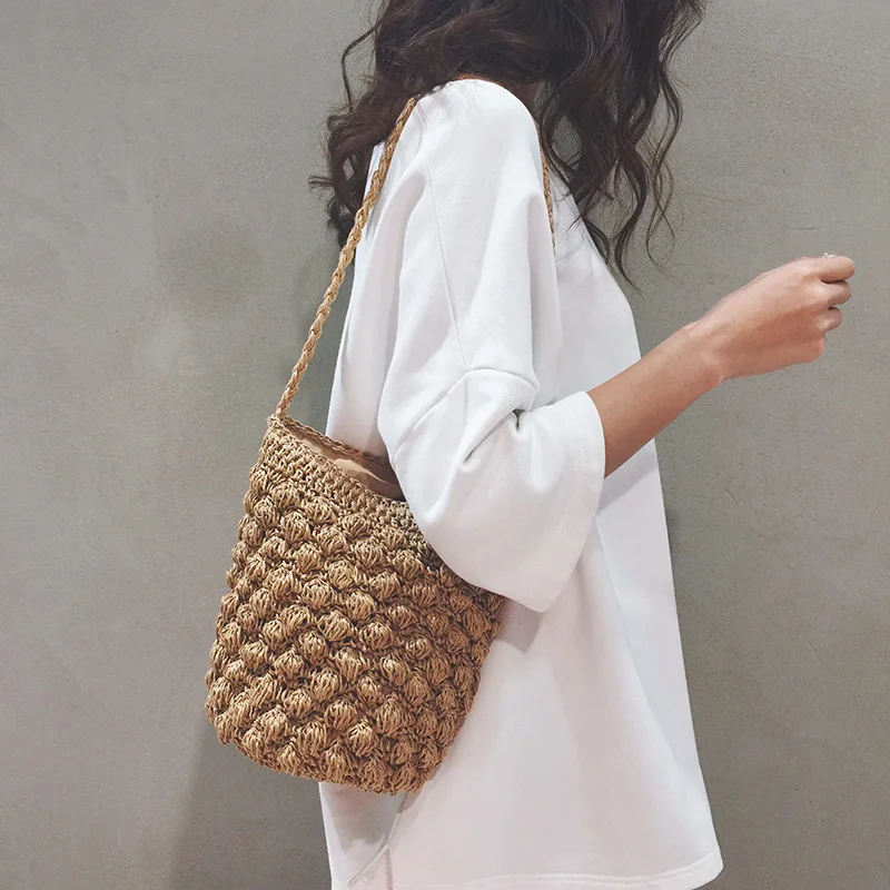 

Женская плетеная пляжная соломенная сумка-мессенджер для отдыха на лето, 2023