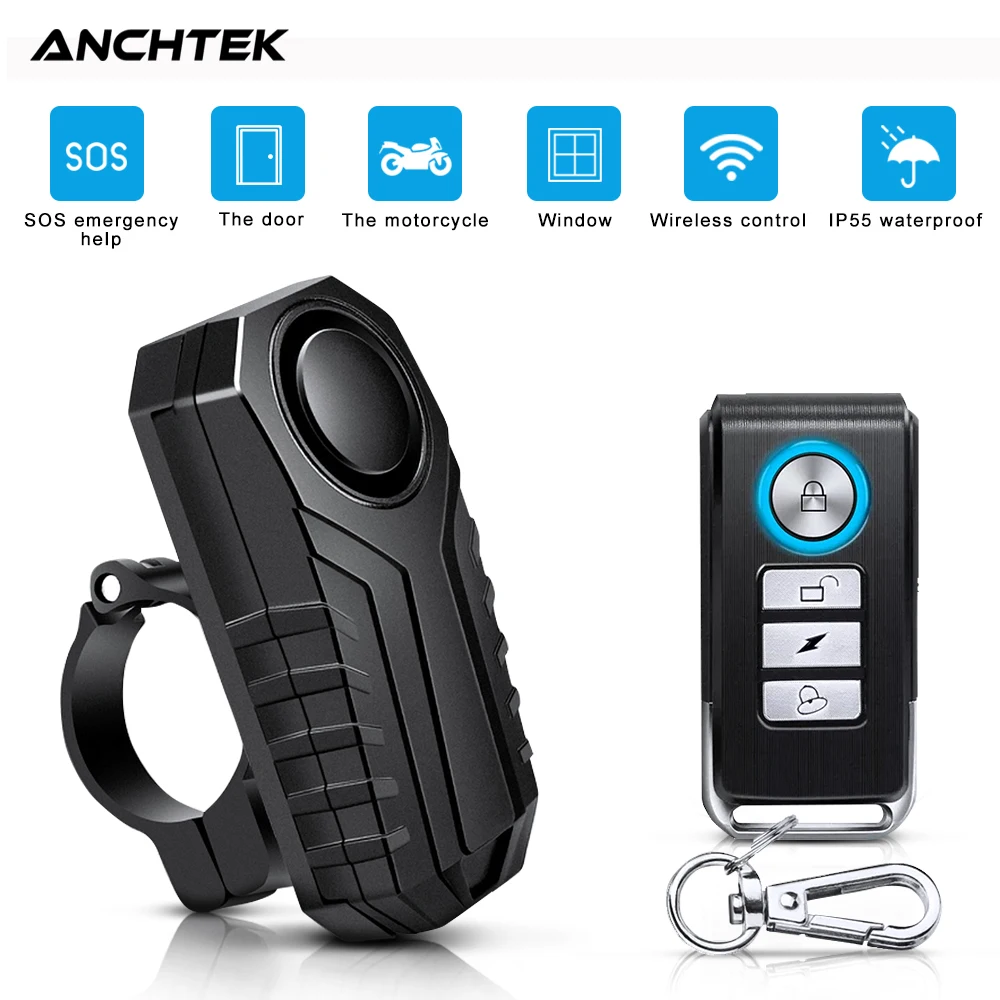 Велосипедная сигнализация Anchtek с защитой от кражи для мотоцикла фиксированным