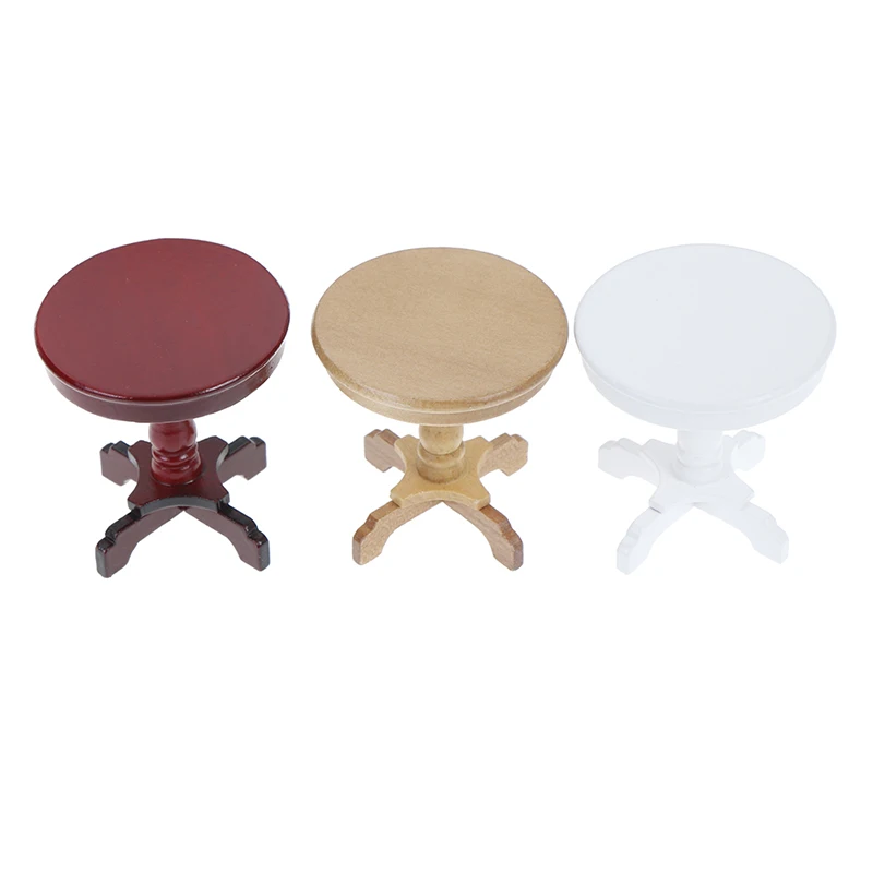 

1PCS Garden/Room Decoration 1/12 Dollhouse Wooden Furniture Miniature Round Coffee Table Desk Miniatures Pretend Toys