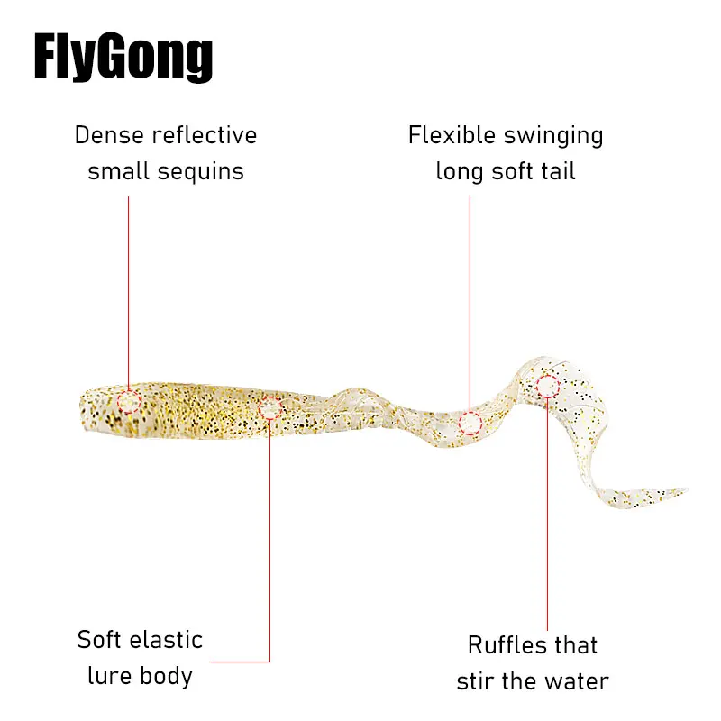 Фото Flygong 20 шт. Мягкая приманка 1,5 г/2,5 г/3,5 г, вьющаяся приманка из червей, воблеры, плавающие приманки, рыболовные светящиеся искусственные одиноч... №3
