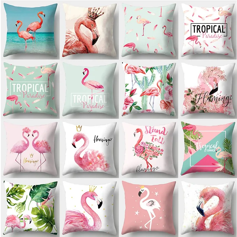 

Tropical Flamingo Print Pattern Sofa Creative Flamingo Cushion Cover Pillowcase Home Decor Party Car Bedding