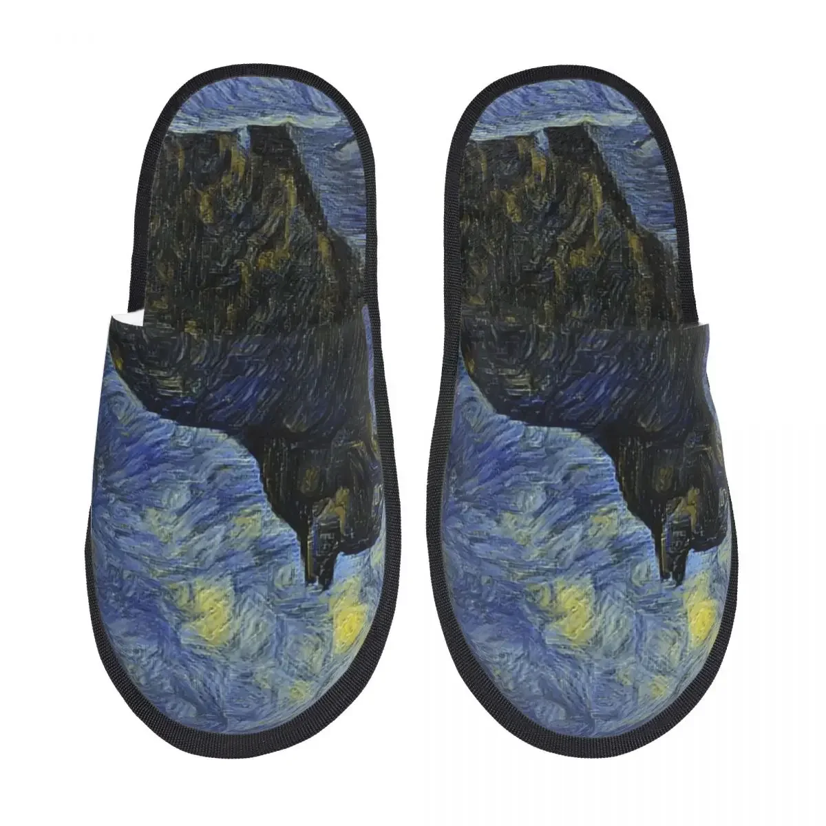 Плюшевые тапочки для мужчин и женщин Шамбала кот в Винсенте Ван Гога