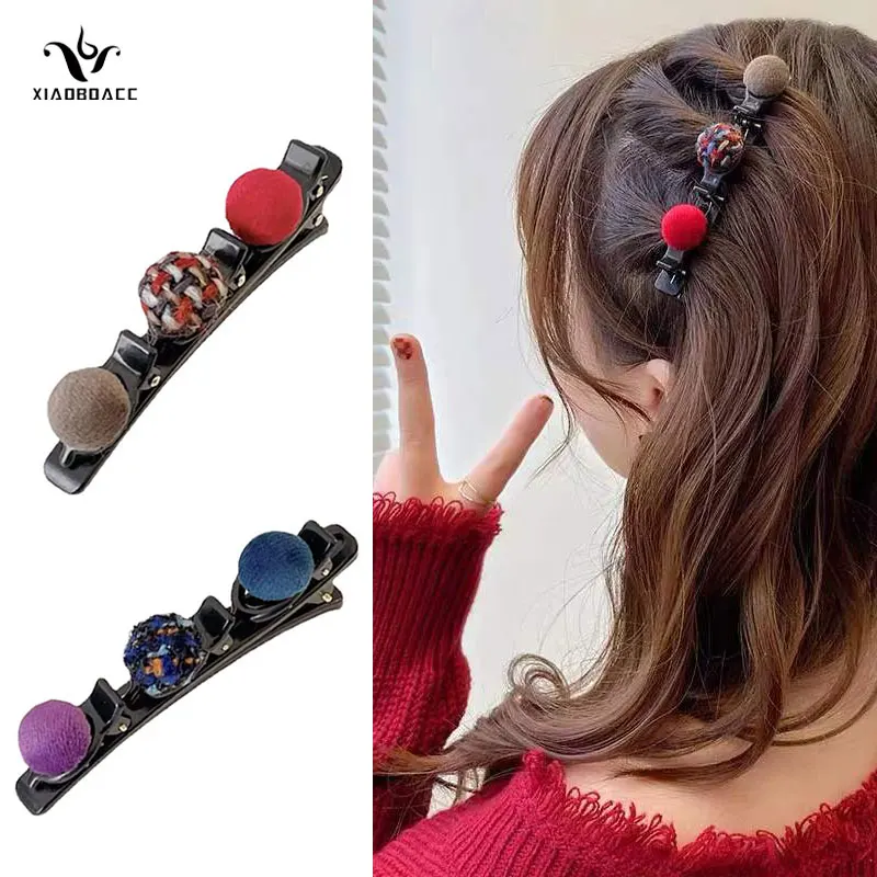 

XiaoboACC 1PC Autumn and Winter Hair Ball Duckbill Clip Girl Bangs Hairpin Side Clips Hair Accessories