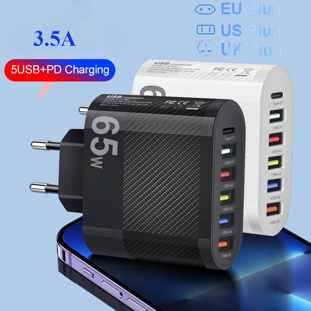 Зарядное устройство с 5 USB-портами 3 0 А