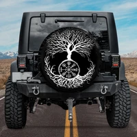 vegvisir sacred yggdrasil tree ravens of odin viking rune camping truck tire cover funny spare tire cover fathers day gift