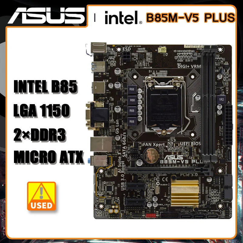 

B85 Motherboard 1150 ASUS B85M-V5 PLUS Motherboard DDR3 USB3.0 16GB PCI-E 3.0 SATA III USB3.0 Micro ATX For Xeon E3-1270 V3 cpus