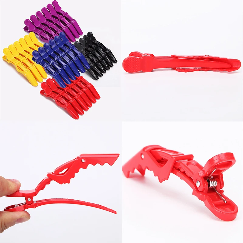 

6PCS Hair Salon Clip Plastic Hairpin Partition Crocodile Clip Perm Positioning Duckbill Clip