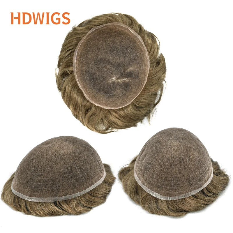 

Full Lace Men's capillary prothesis Male Toupee Human Hair Wig Indian Remy Hair System Replacement Natural Brown Color Hairpiece