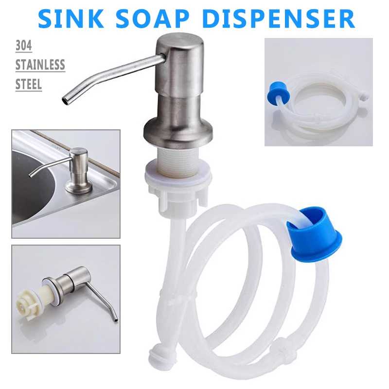

Stainless Steel Sink Soap Dispenser Pump Head Extension Silicone Tube Hand Washing Cleaning For Kitchen Sink Bathroom Accessory