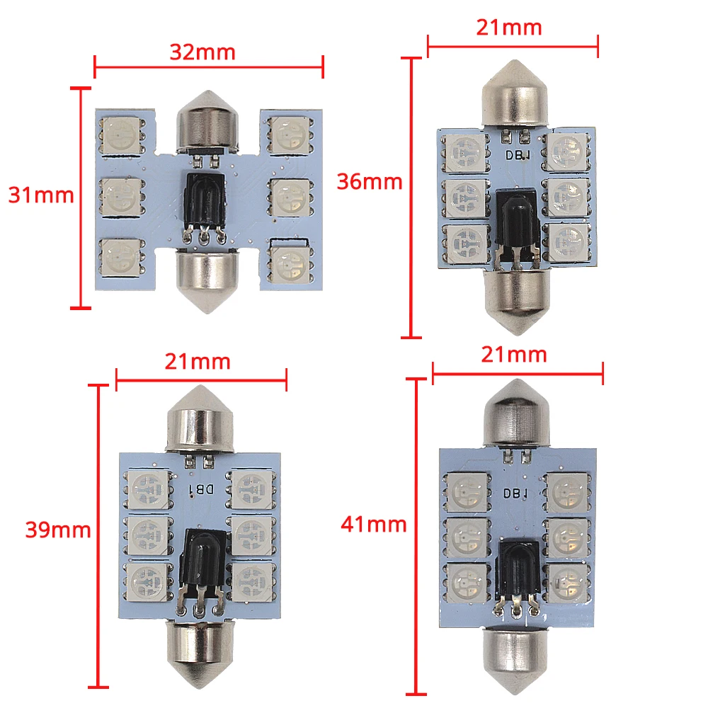 Фото 2X RGB 6SMD потолочная купольная гирлянда лампа для чтения C5w Автомобильная атмосфера с дистанционным управлением светодиодсветильник лампа дл... №4