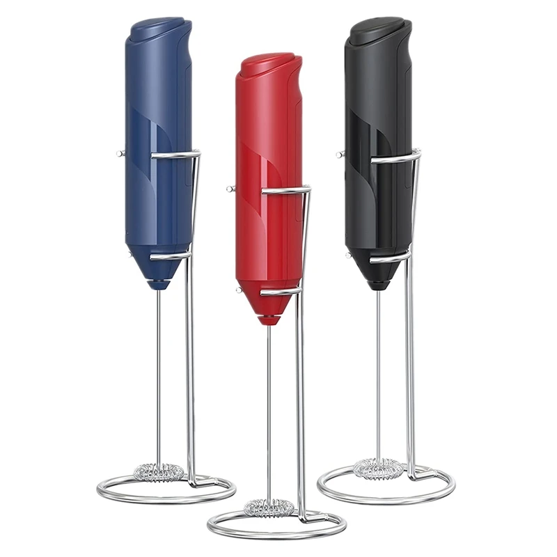 

Electric Milk Frother Handheld With Stainless Steel Stand Battery Powered Foam Maker, Whisk Drink For Coffee, Latte