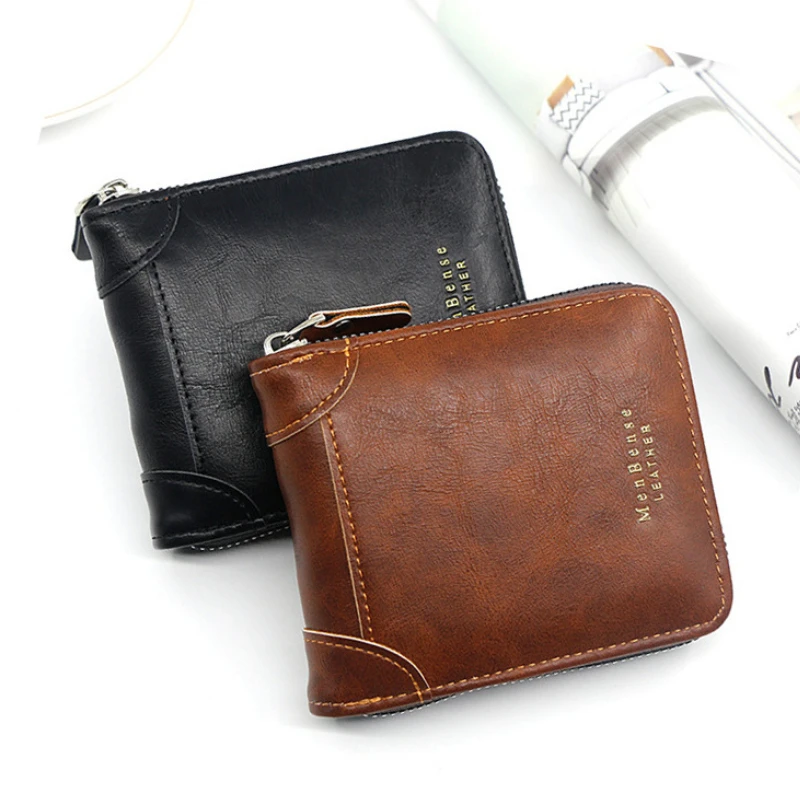 

Men's Leather Wallet Clutch Bag Wallet Luxury Short Male Pocket Bag For Coin Money Zipper Wallet Mini Small Purse Promotion 2022