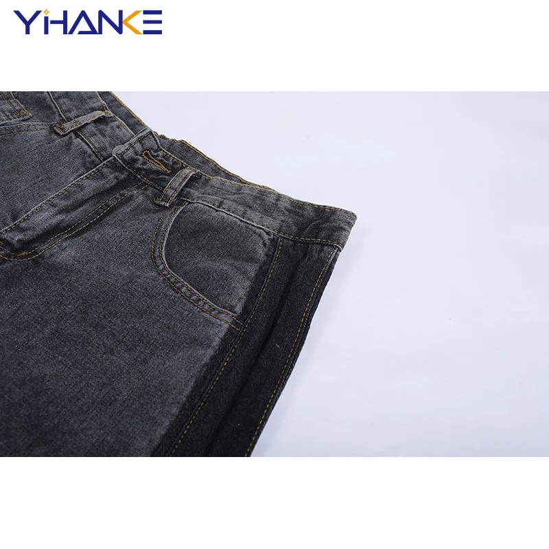 YIHANKE Vintage Jeans Men's Jeans Printed Loose Jeans Men's High Waist Pants Wide Leg Jeans Versatile Hip Hop Streetwear Casual