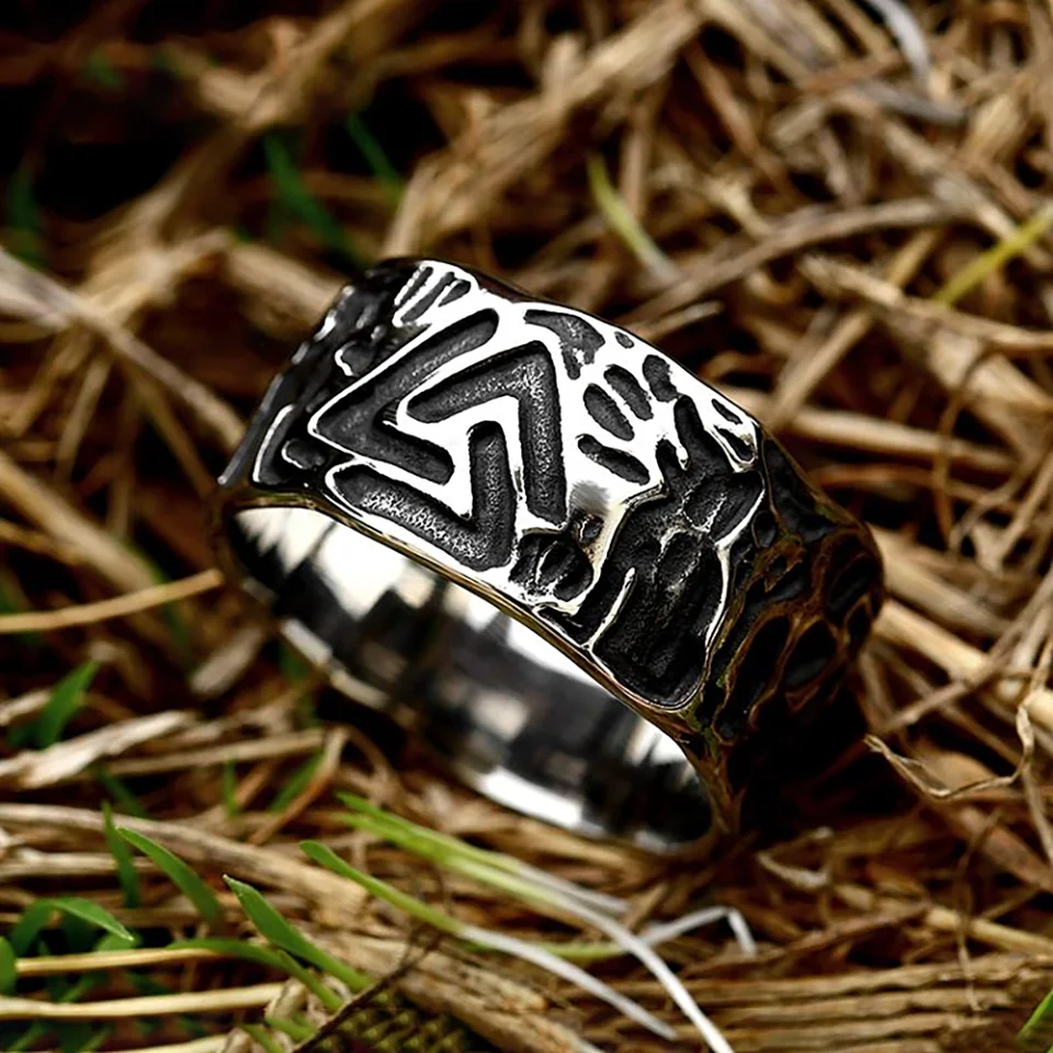 

Simple Vintage 316L Stainless Steel Viking Valknut Ring For Men Women Fashion Punk Amulet Rings Biker Party Jewelry Dropshipping