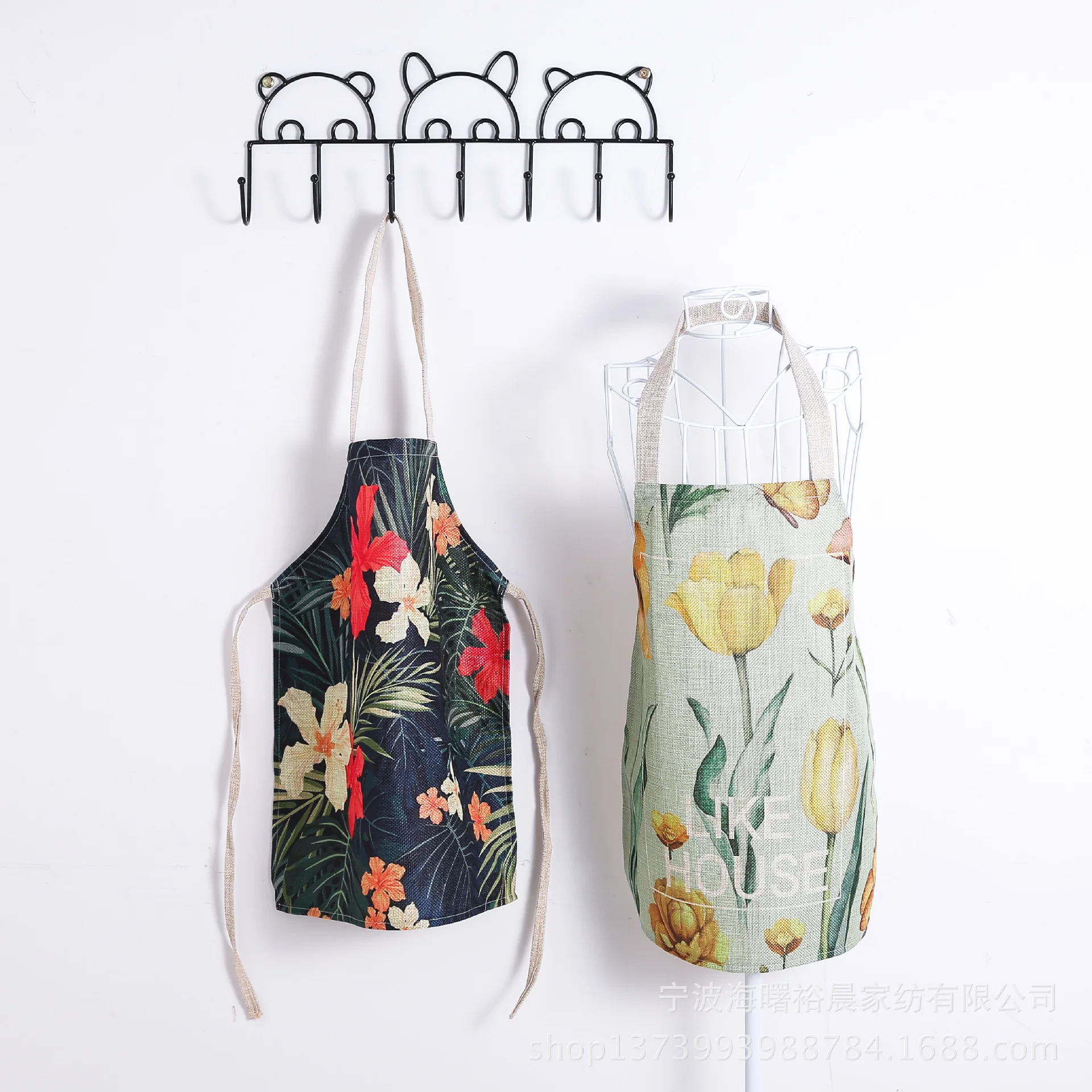 

Простой фартук с принтом, не обрастающий, Цветочный, без рукавов, фартук для родителей и детей, хлопково-Льняной Фартук с креативным рисунко...