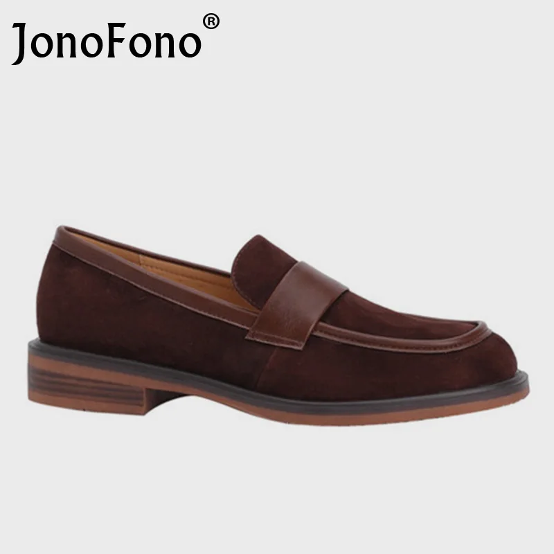 

JonoFono 2022 Real Leather Flats Shoes Women Shallow Fashion Woman'S Shoe Spring Outdoor Loafers Ladies Footwear Size 34-39