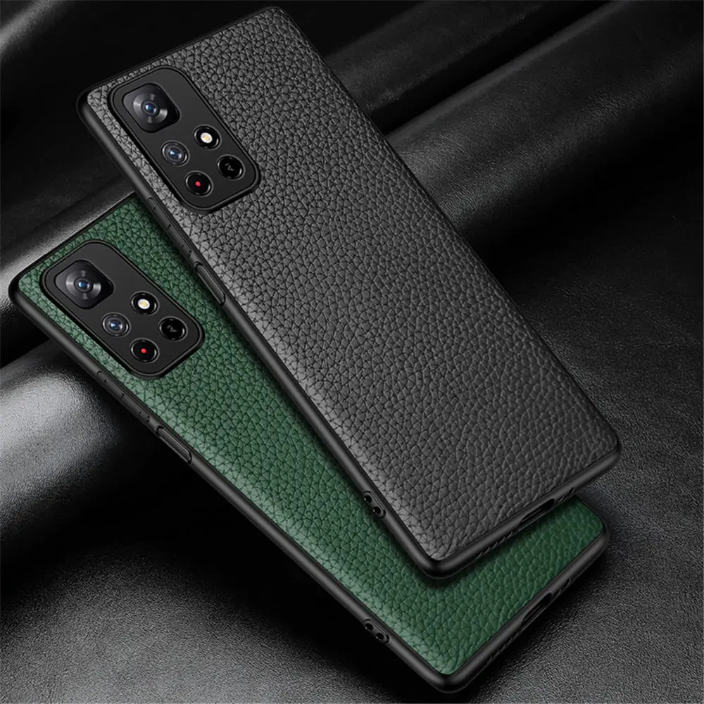 Redmi Note 11 Case Ultra-thin Genuine Leather Back Cover For Xiaomi Redmi Note 11 K40 Pro + Plus Shockproof Case Coque Fundas