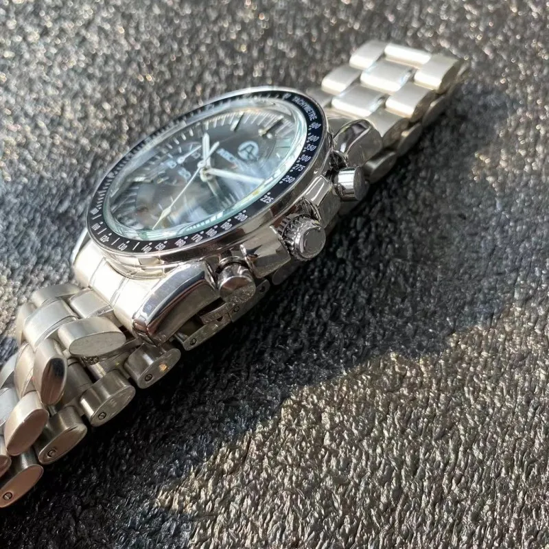 High End Brand Luxury Fashion Stainless Steel Strap Black Dial Quartz Smart Watch for Men Relógio Masculino Reloj Hombre AAA