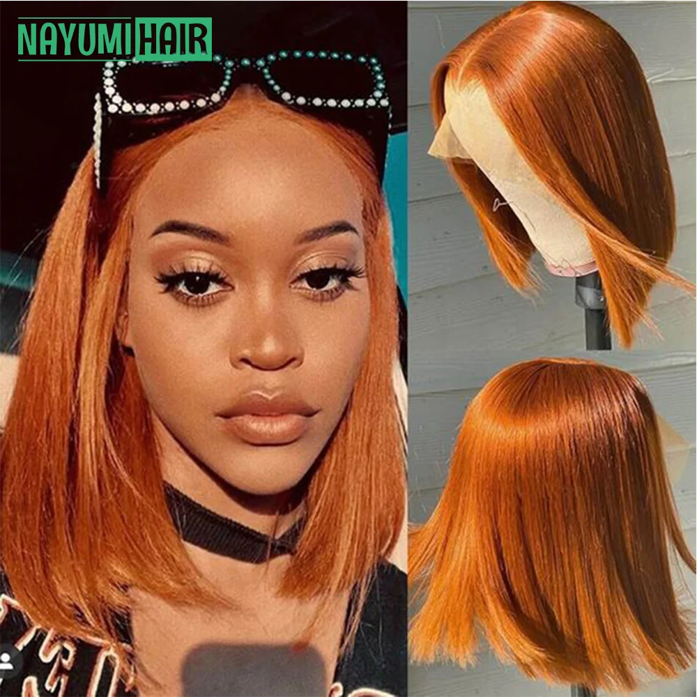 

99J Double Drown Short Bob Wig Ginger Lace Front Wig 13x5x2 T-Part Colored Human Hair Lace Frontal Wigs Malaysia Cheap Wig Brown