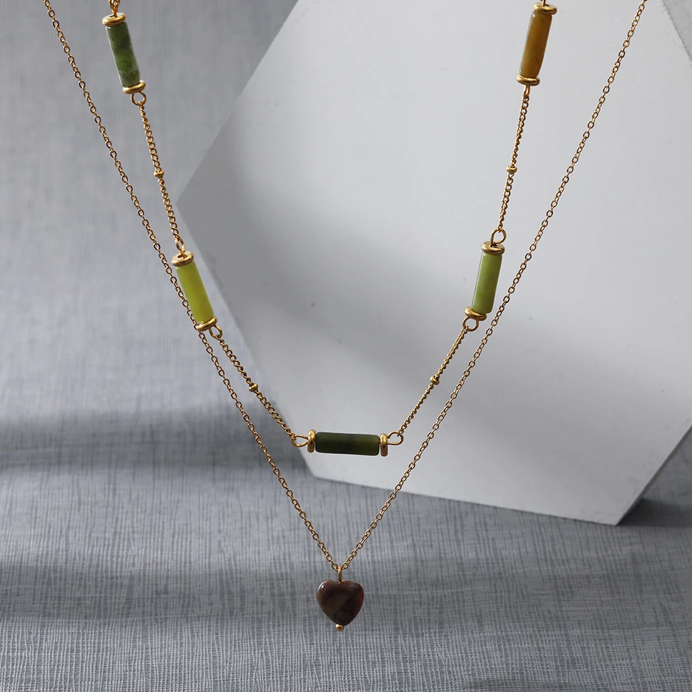 

Bestseller Fashion Natural Stone Stainless Steel Women's Pendant Necklace 18K Real Gold Plated Waterproof Anti-Fading 2022 New
