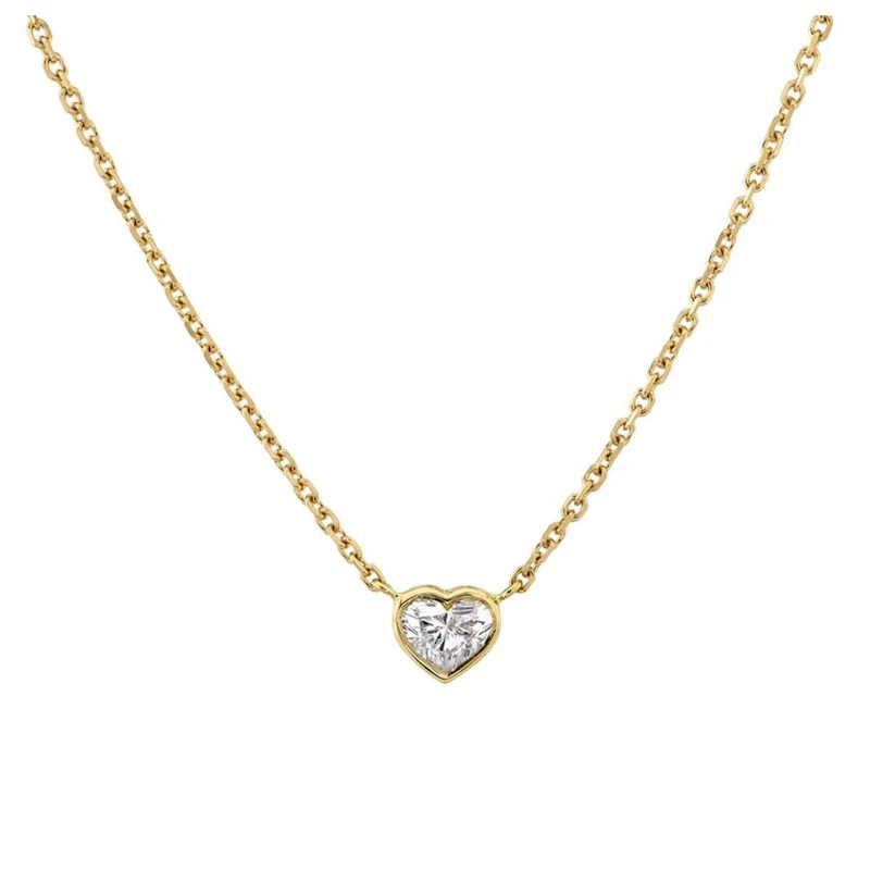 Simple Small Round Water Drop Heart-shaped Zircon Pendant Necklace for Women's Wedding Crystal Choker Fashion Elegant Jewelry