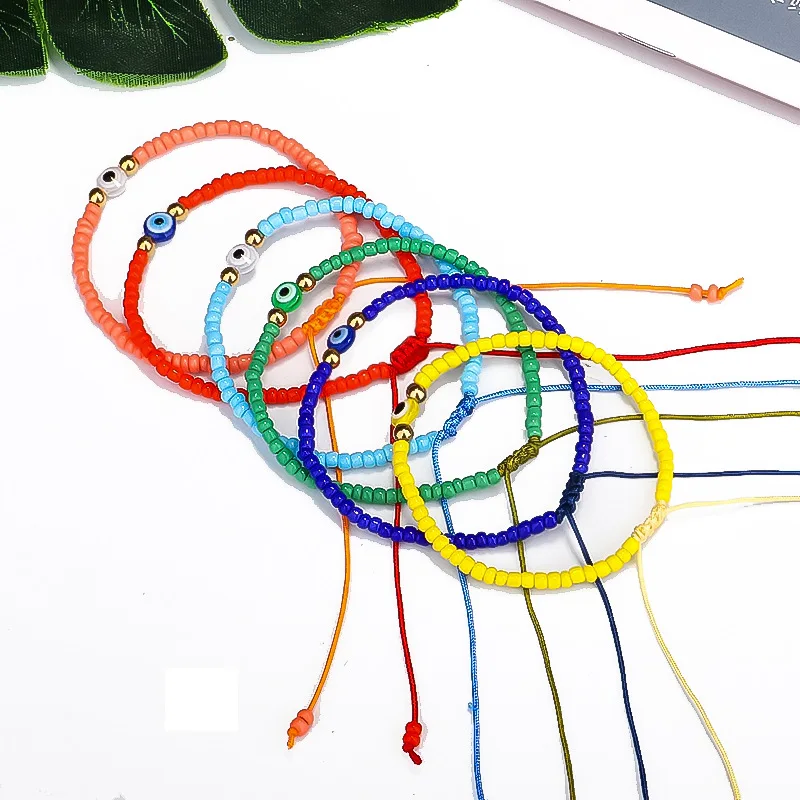 

Turkish Eye Bracelet White Blue Evil Eyes Lucky Couple Bracelets for Women Colorful Bead Rope Chain Woven Bracelet Jewelry