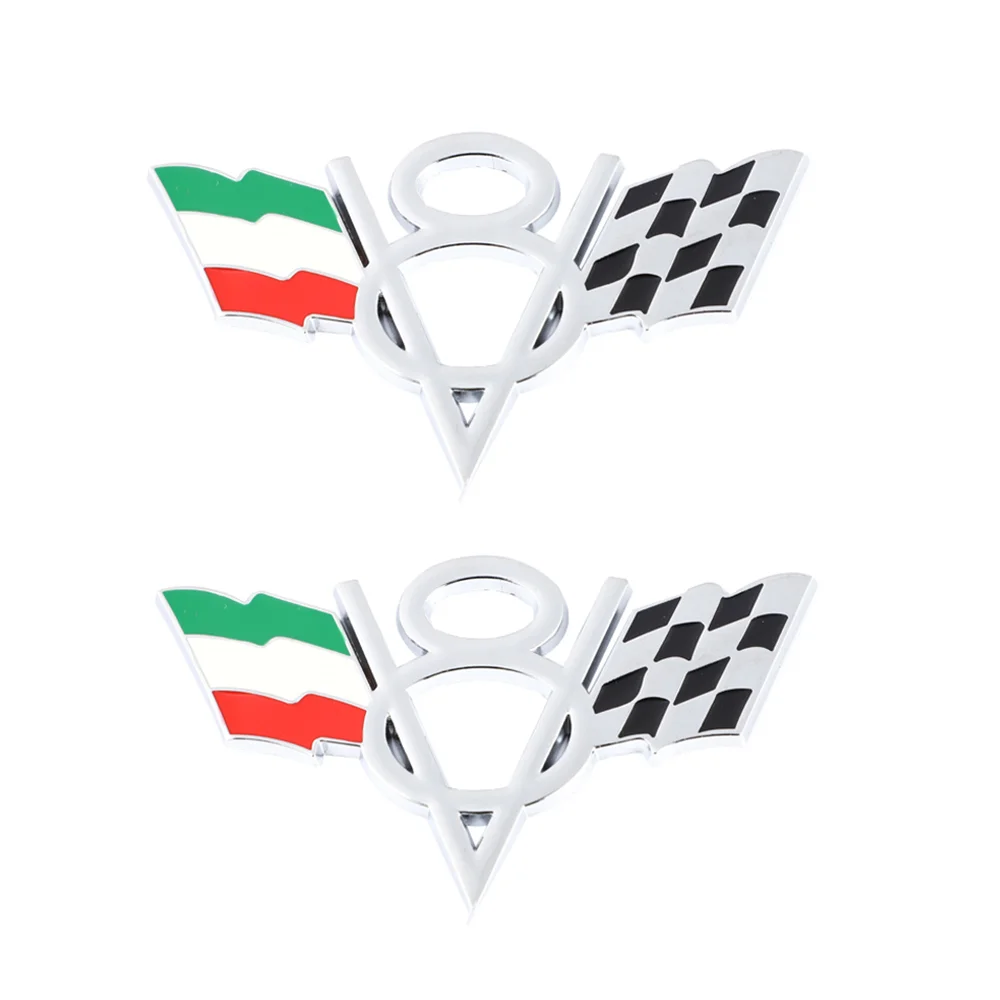 

2pcs Chrome Italy V8 Flag Sticker Fender Door Body Emblem for Sierra Titan Silverado F150 Car Accessories