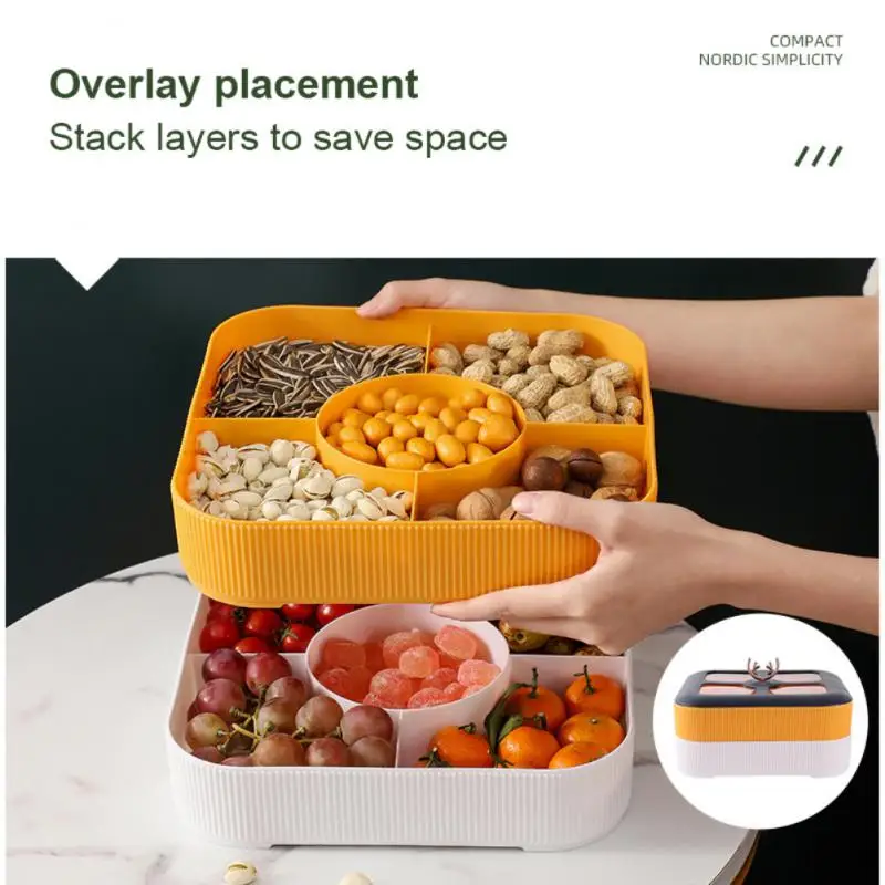 

5-Compartment Food Storage Tray Dried Fruit Snack Plate Appetizer Serving Platter For Party Candy Pastry Nuts Dish