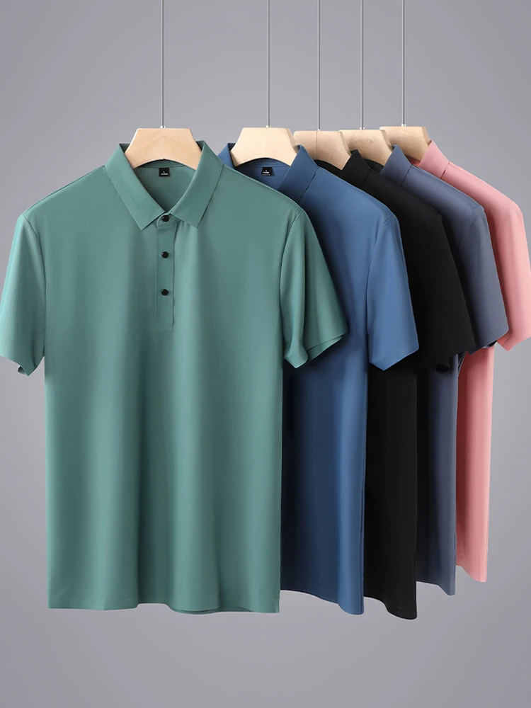 Summer Men Polo Shirts 2022 New Classic Short Sleeve Tee Breathable Cooling Quick Dry Nylon Polos Men Golf T-shirt Plus Size 8XL