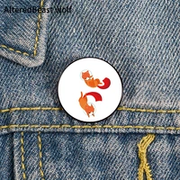 space foxes printed pin custom funny brooches shirt lapel bag cute badge cartoon cute jewelry gift for lover girl friends
