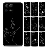minimalist line art sexy lover kiss phone case for honor 50 30 10 lite 30i 20 20e 9a 9c 9x pro 8x nava 8i 9 y60 cover soft cases