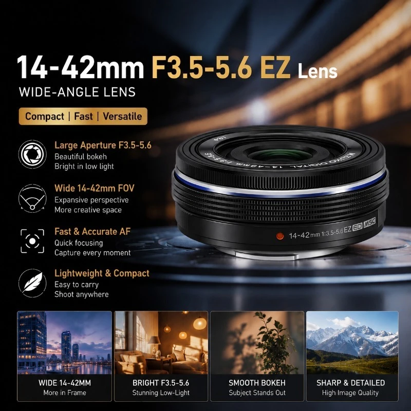Фото 95% новый оригинальный объектив Olympus ED 14-42mm F3.5-5.6 EZ с электронным зумом, тип Pancake, с креплением M43 для OM-D PEN E-M10 E-M5 E-M1 №1