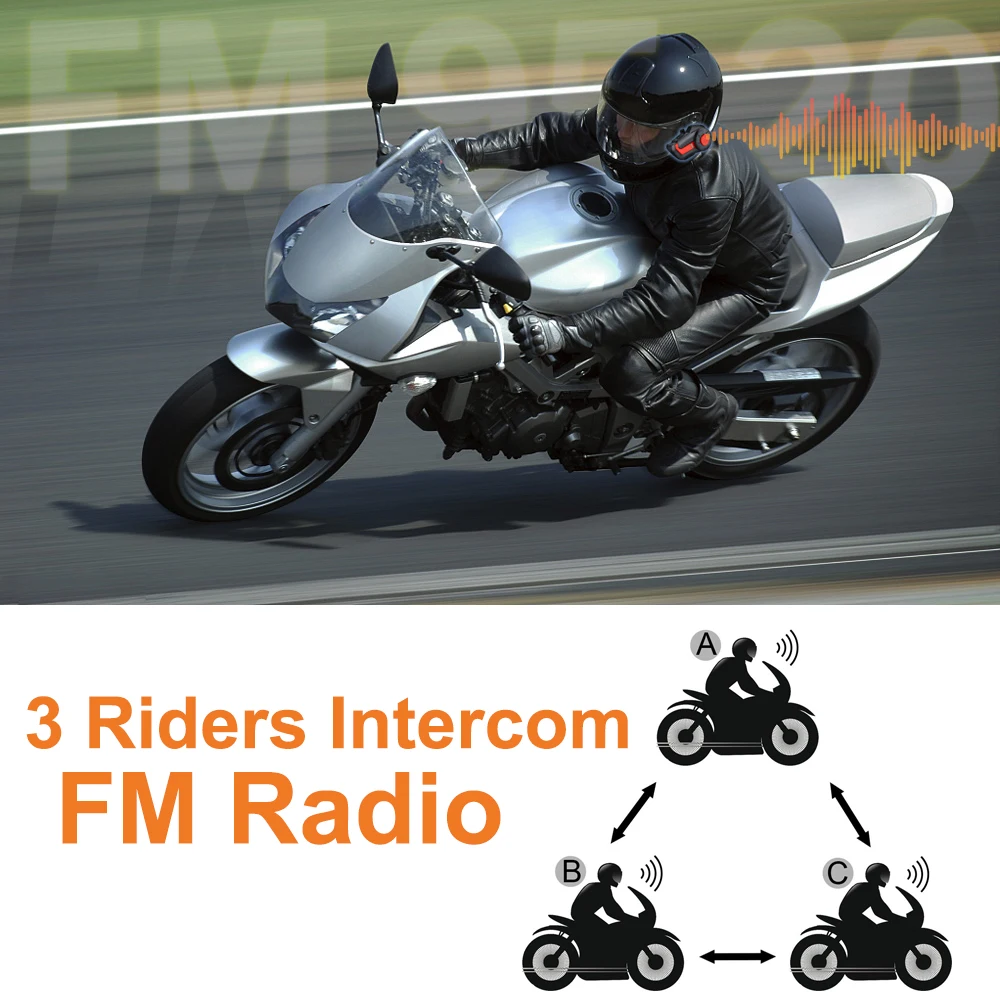 Bluetooth-гарнитура мотоциклетная Водонепроницаемая с поддержкой Bluetooth 5 0 и FM-радио |