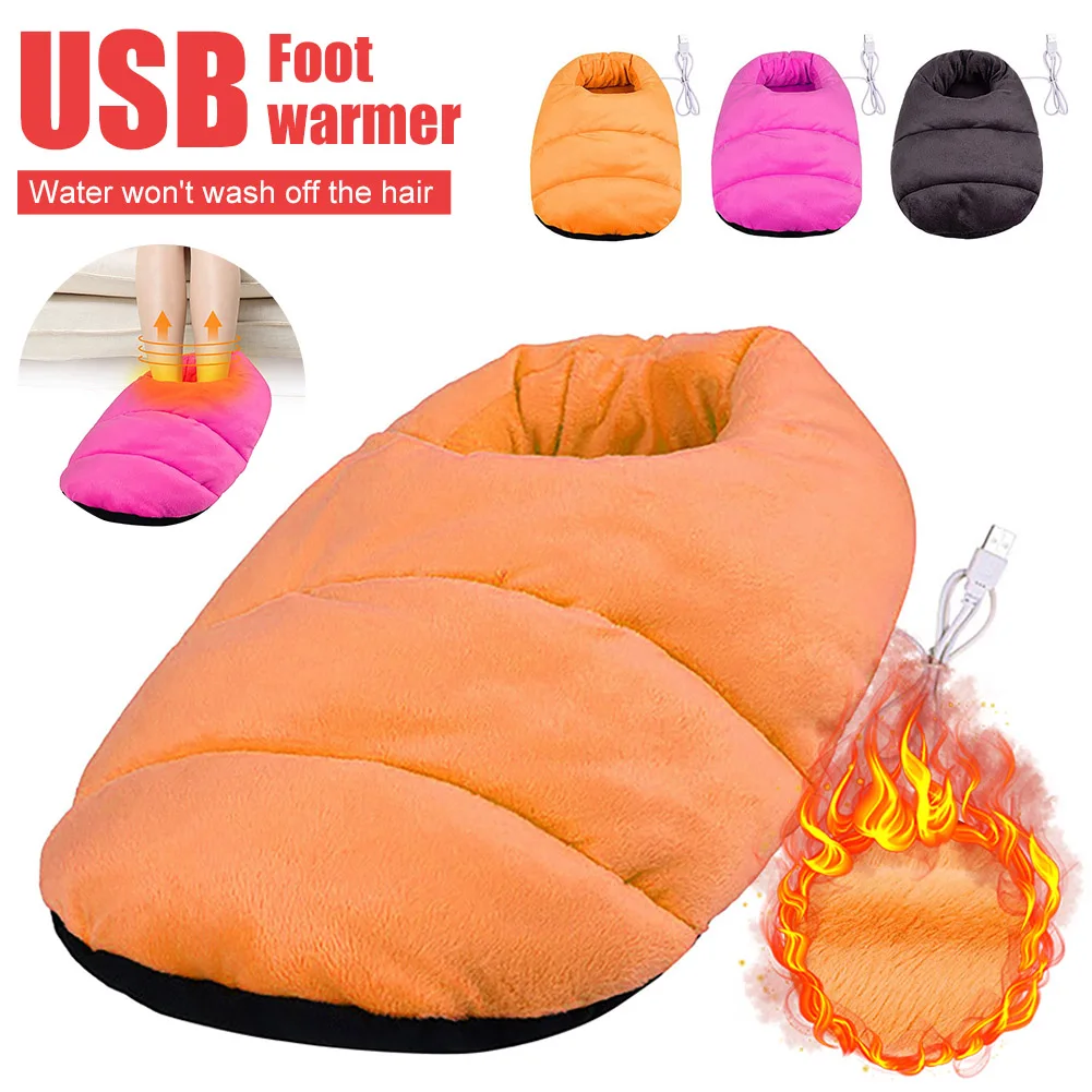 

Home Travel Office Foot Warmer USB Electric Heated Shoes Comfortable Soft Electric Heating Warm Foot Cover Feet Heating Pad
