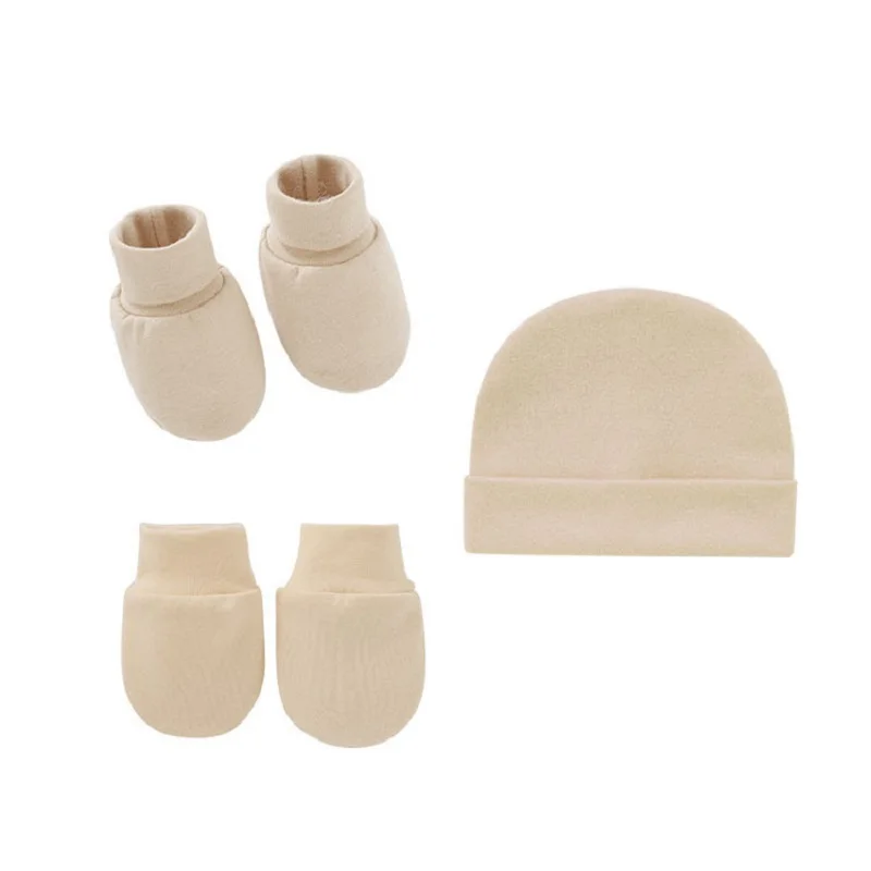 

Newborn Baby Cotton Hat Glove Shoes 3 Pieces Suit Set Infant Beanie Cap
